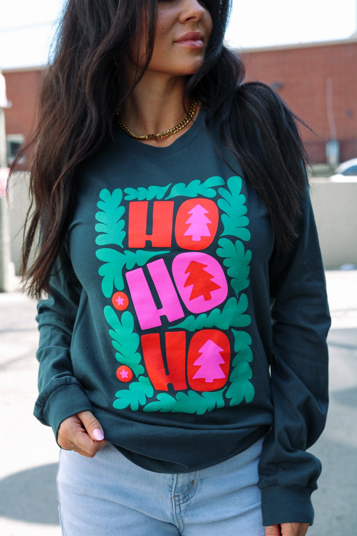 Ho Ho Ho | Atlantic Teal | Long Sleeve Tee