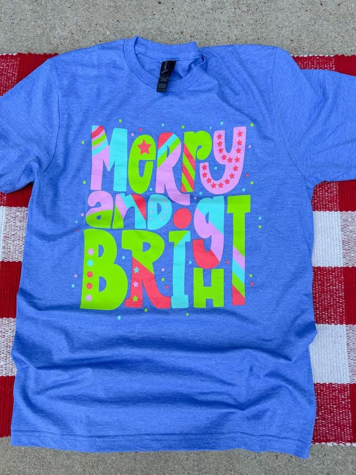 Merry & Bright | Heather Royal Blue | Short Sleeve