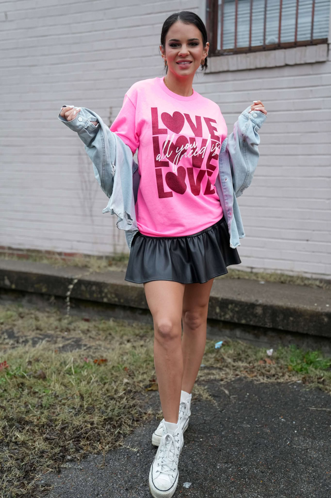Love Is All You Need | Hot Pink| Glitter | Short Sleeve Tee