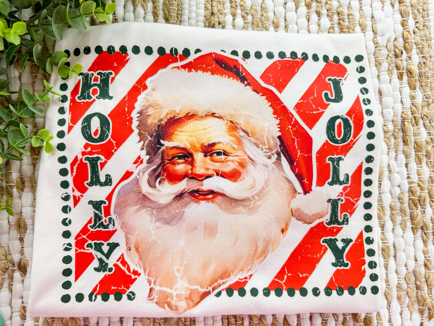Holly Jolly Vintage Santa | Vintage White | Short Sleeve Tee