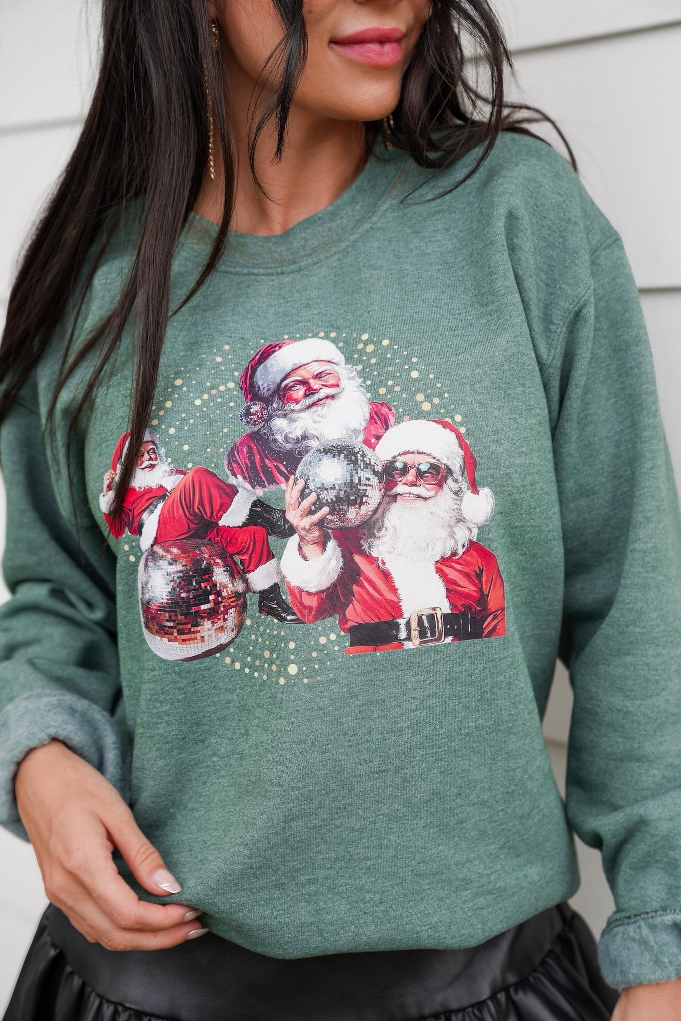 Disco Santa| Heather Dark Green | Sweatshirt