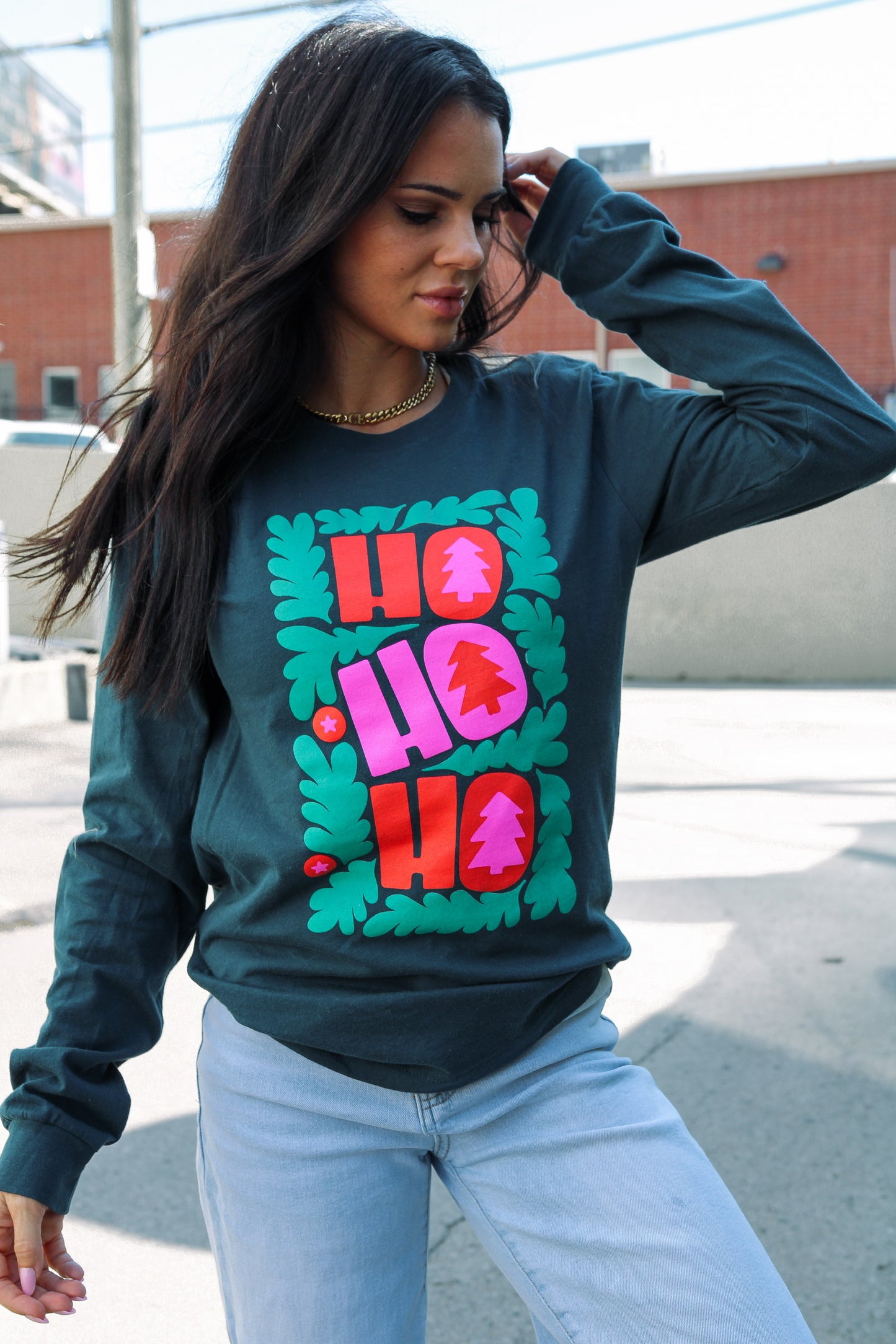 Ho Ho Ho | Atlantic Teal | Long Sleeve Tee