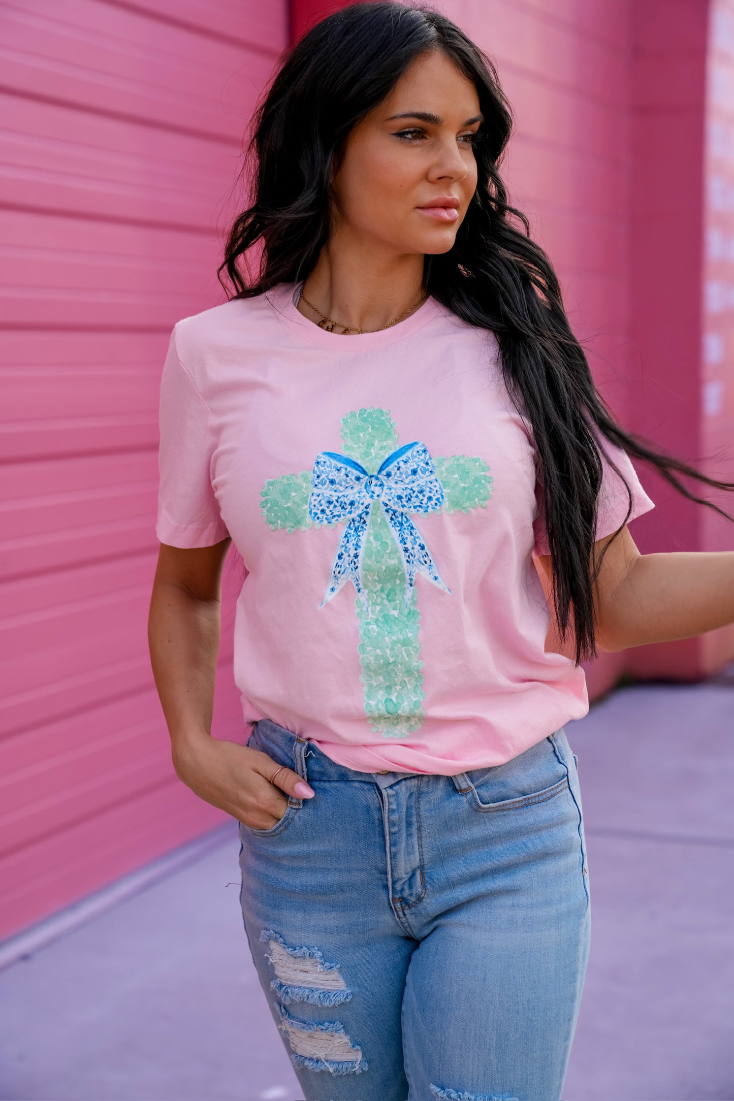 Watercolor Cross | Pink | Short Sleeve