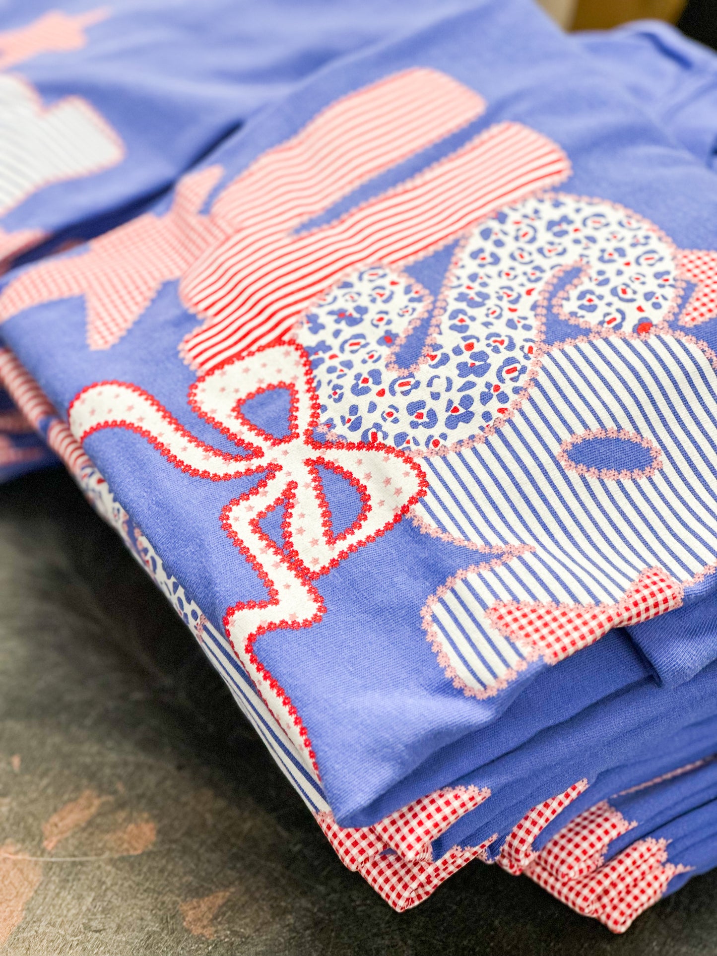 Americana Patchwork | USA | Flo Blue | Short Sleeve