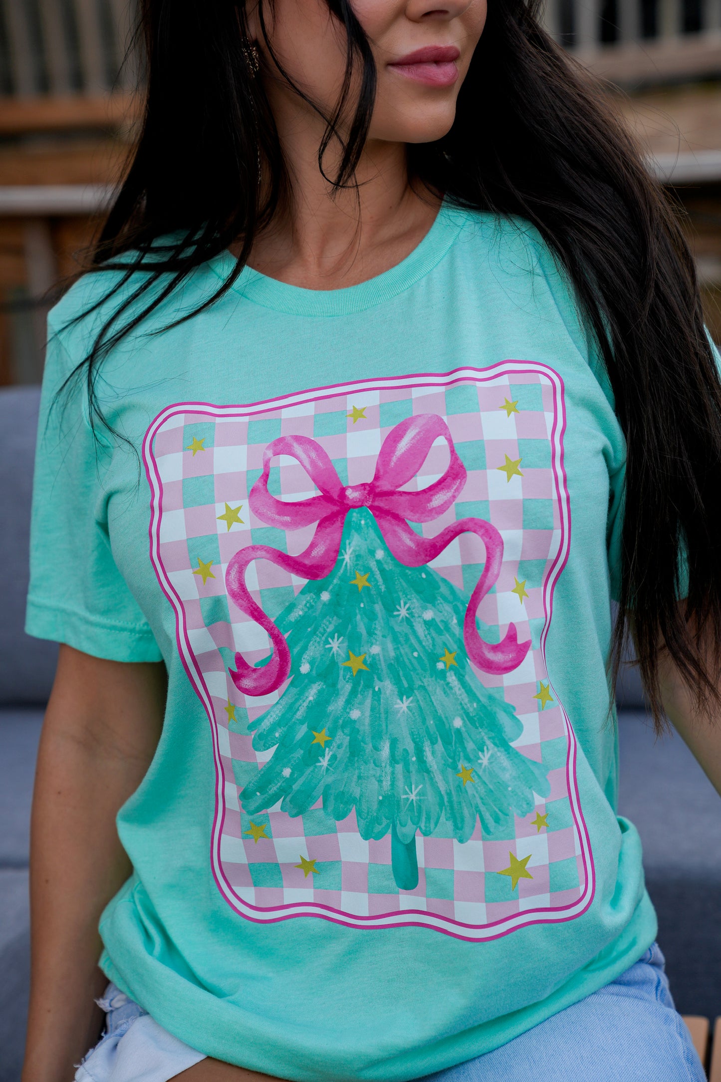Preppy Christmas Tree | Heather Mint | Short Sleeve