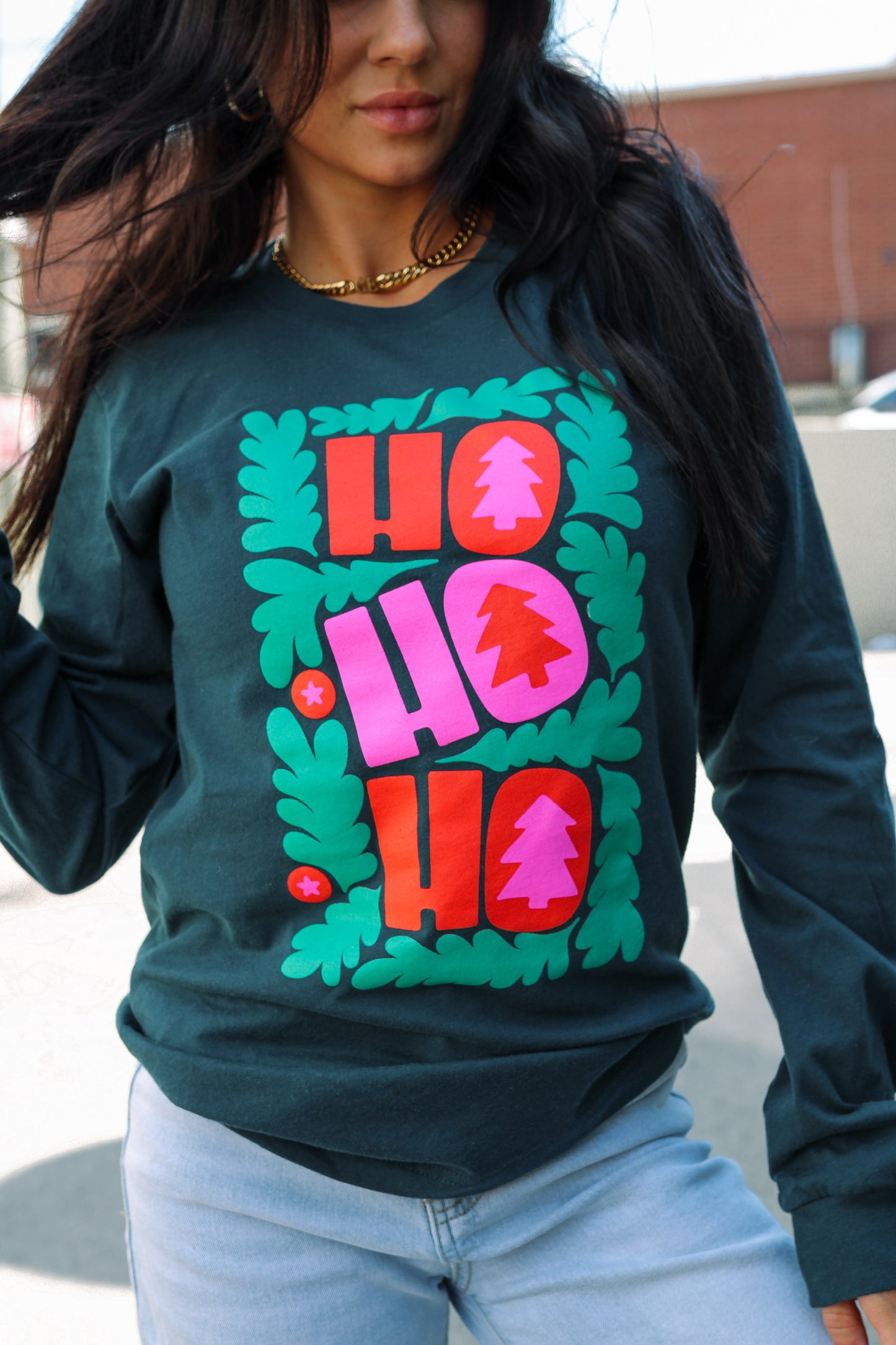 Ho Ho Ho | Atlantic Teal | Long Sleeve Tee