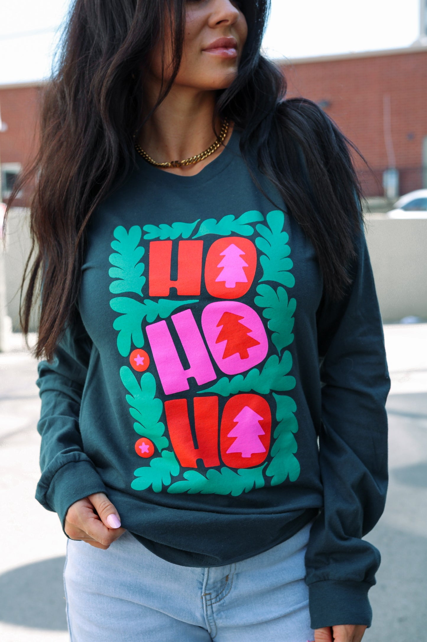 Ho Ho Ho | Atlantic Teal | Long Sleeve Tee