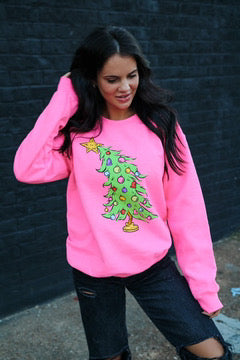 Who Christmas Tree | Neon Pink | Sweatshirt