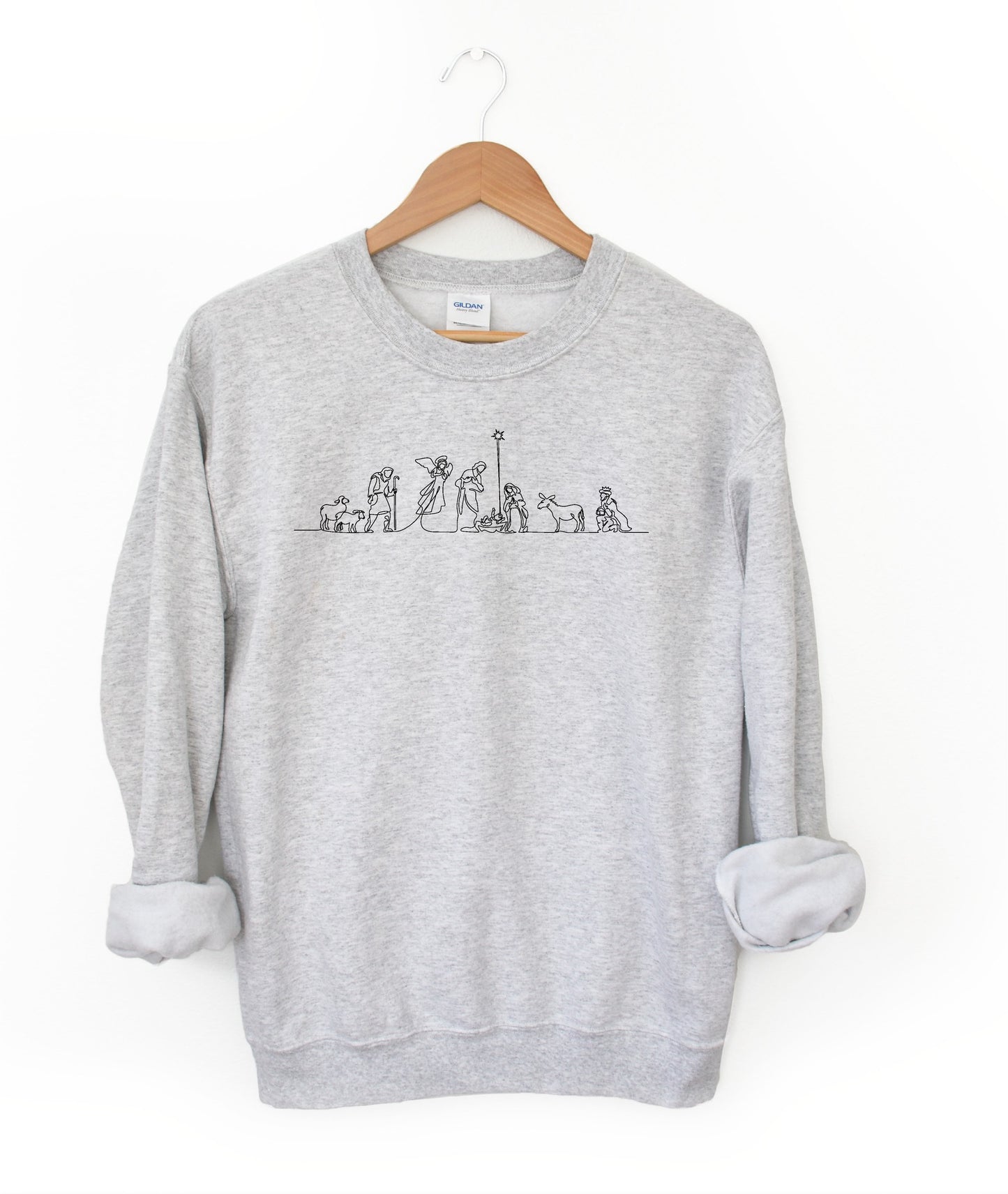 Nativity Scene | Ash | Christmas Sweatshirt