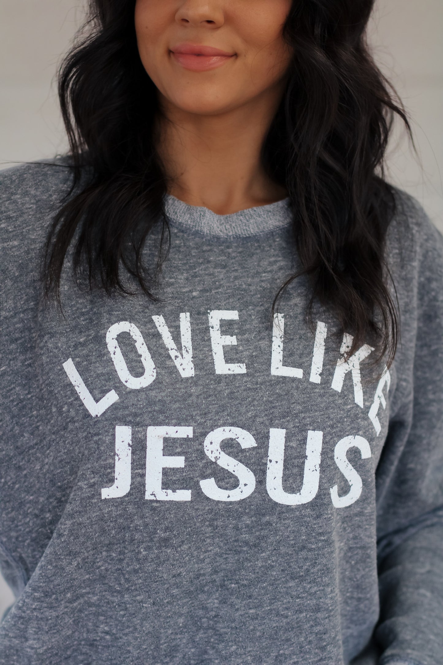 Love Like Jesus | Navy | French Terry Sweater with Elbow Patches