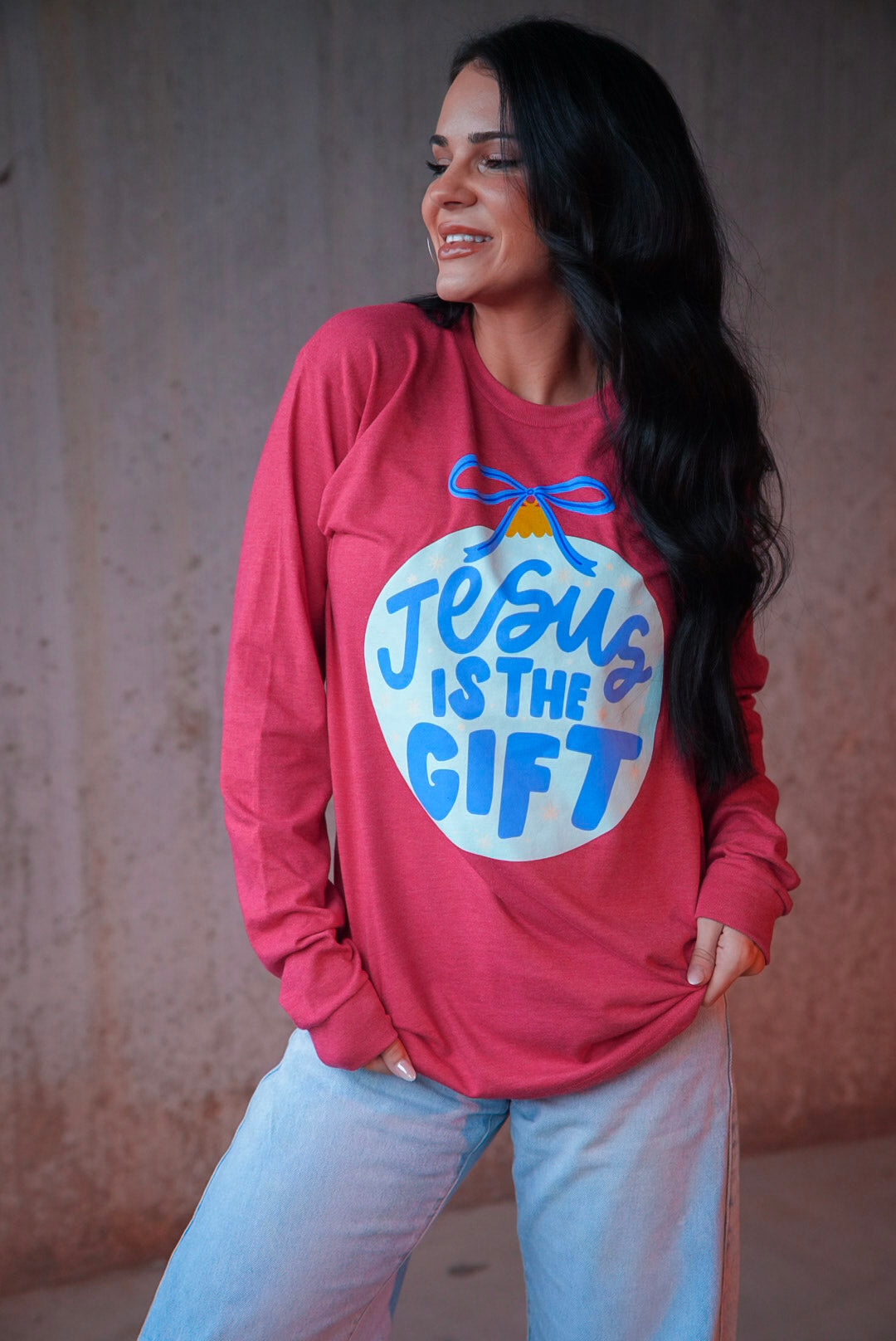 Jesus Is The Gift | Heather Red | Long Sleeve