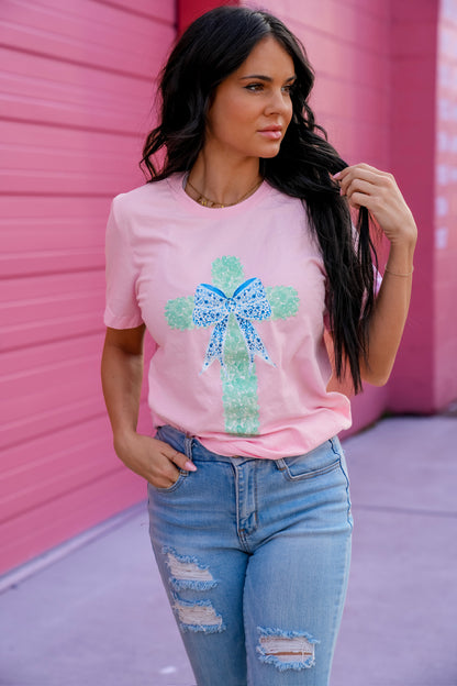 Watercolor Cross | Pink | Short Sleeve