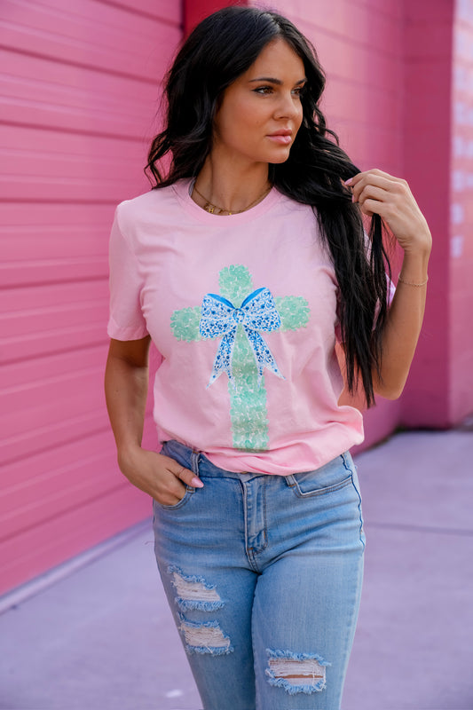 Watercolor Cross | Pink | Short Sleeve