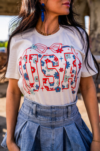 USA Bow | Vintage White | Short Sleeve Tee