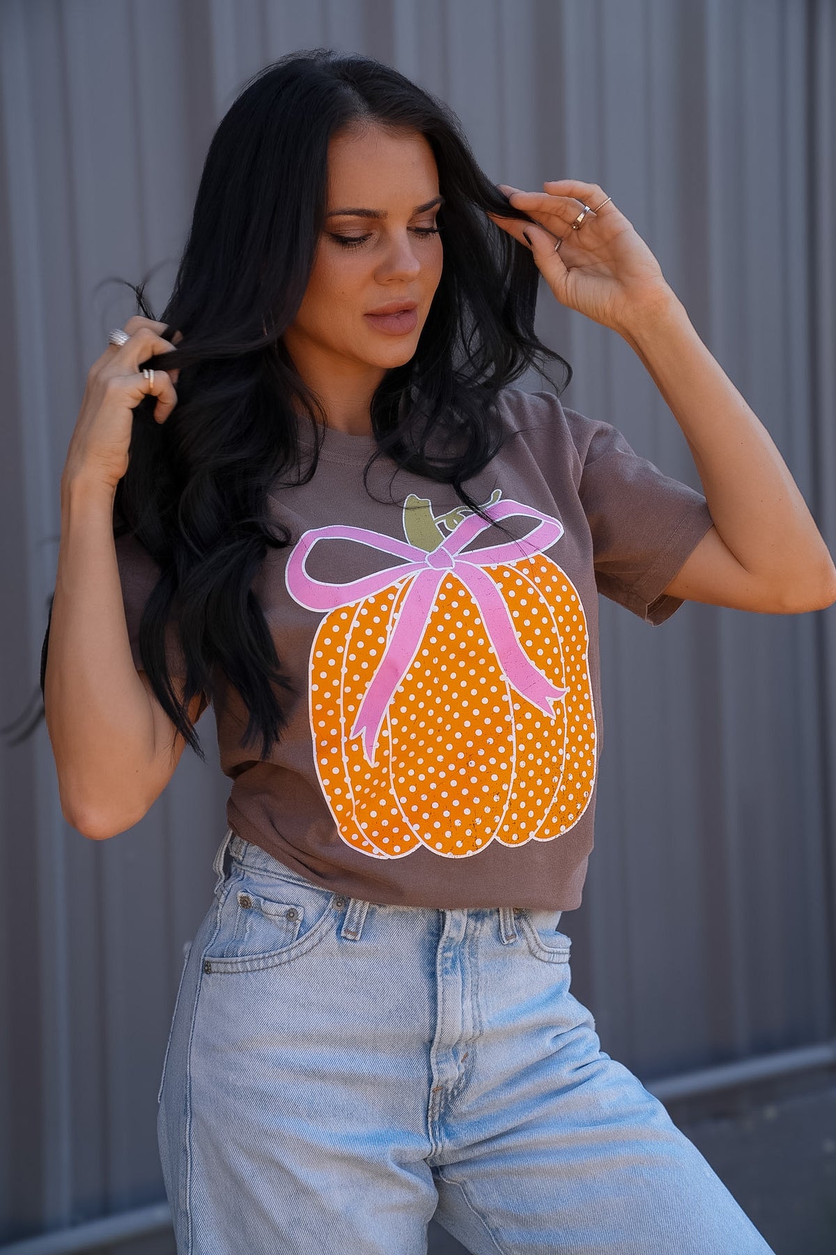 Polka Dot Pumpkin | Espresso | Short Sleeve