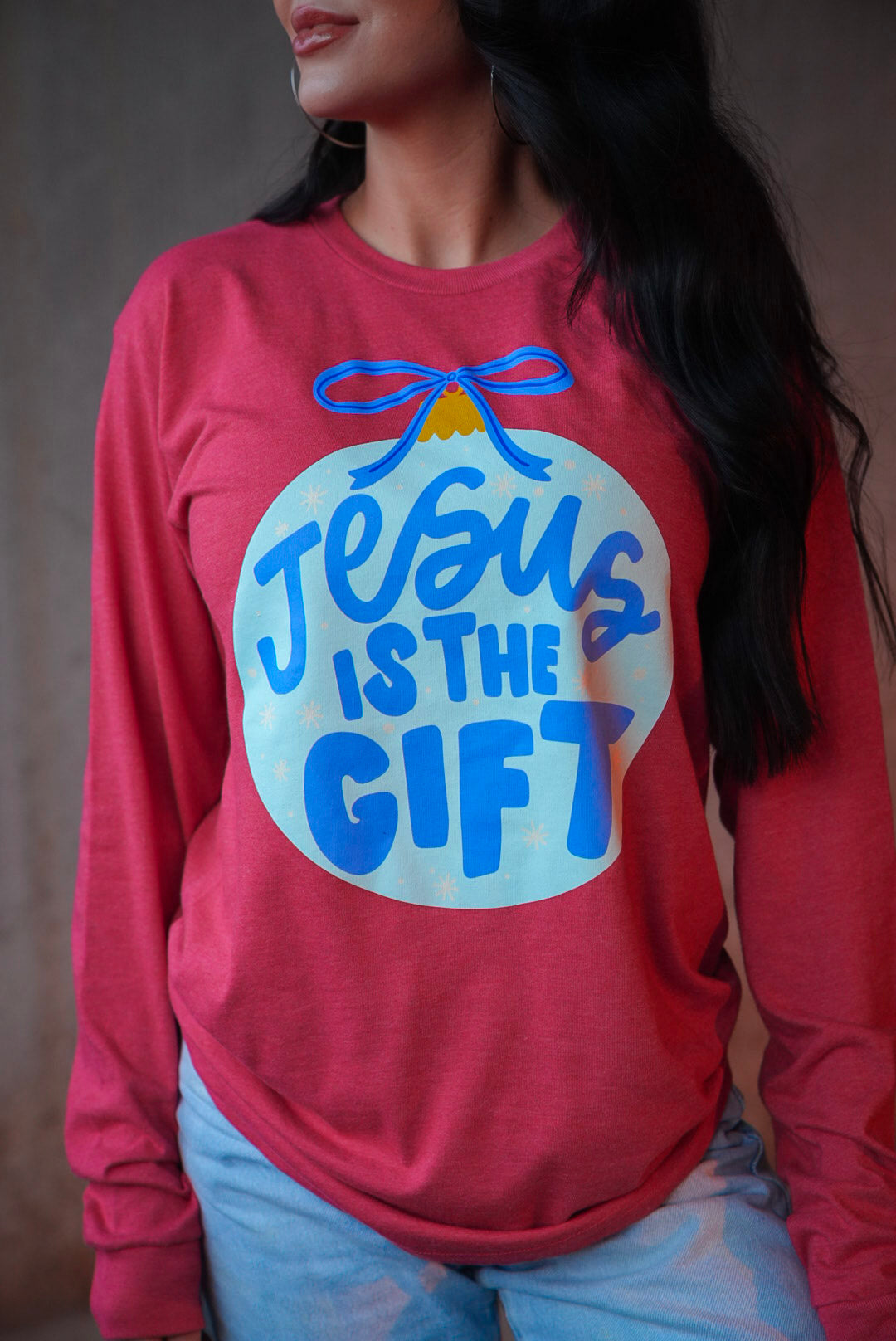 Jesus Is The Gift | Heather Red | Long Sleeve