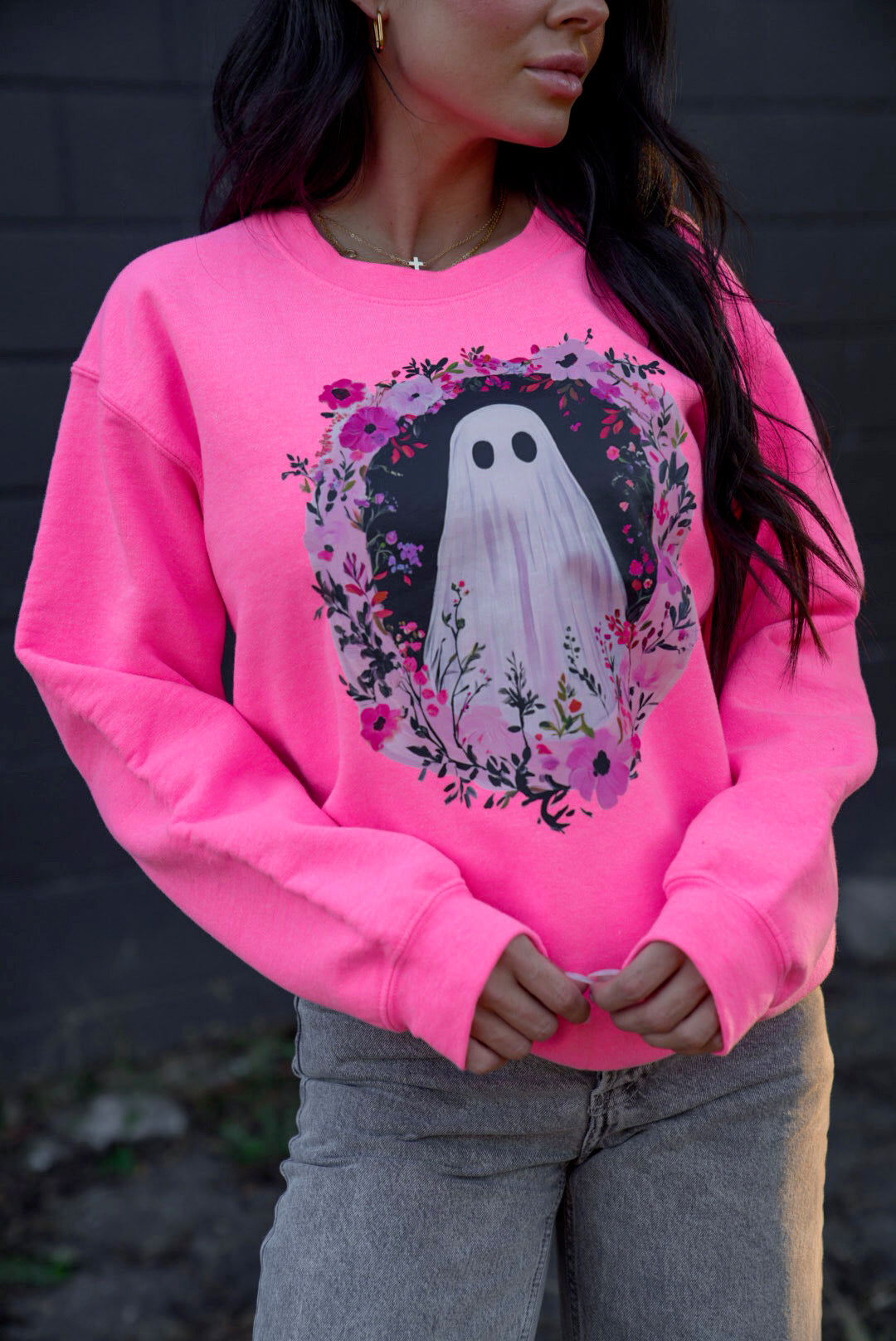 Floral Ghost  | Neon Pink | Sweatshirt