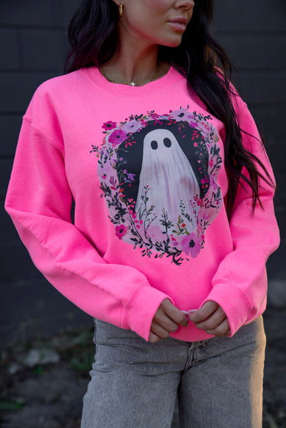 Floral Ghost  | Neon Pink | Sweatshirt