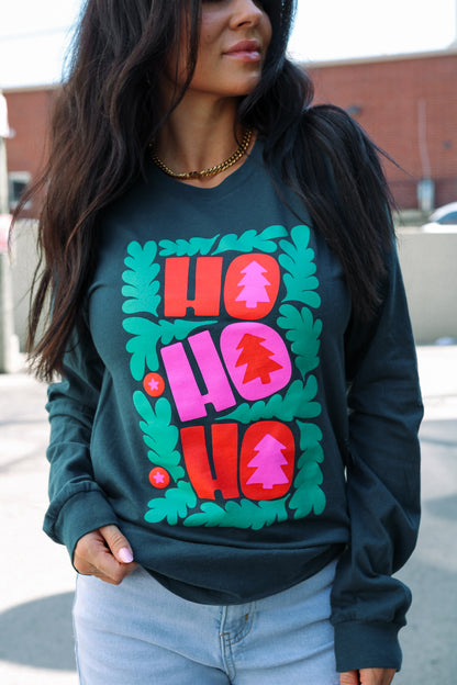 Ho Ho Ho | Atlantic Teal | Long Sleeve Tee