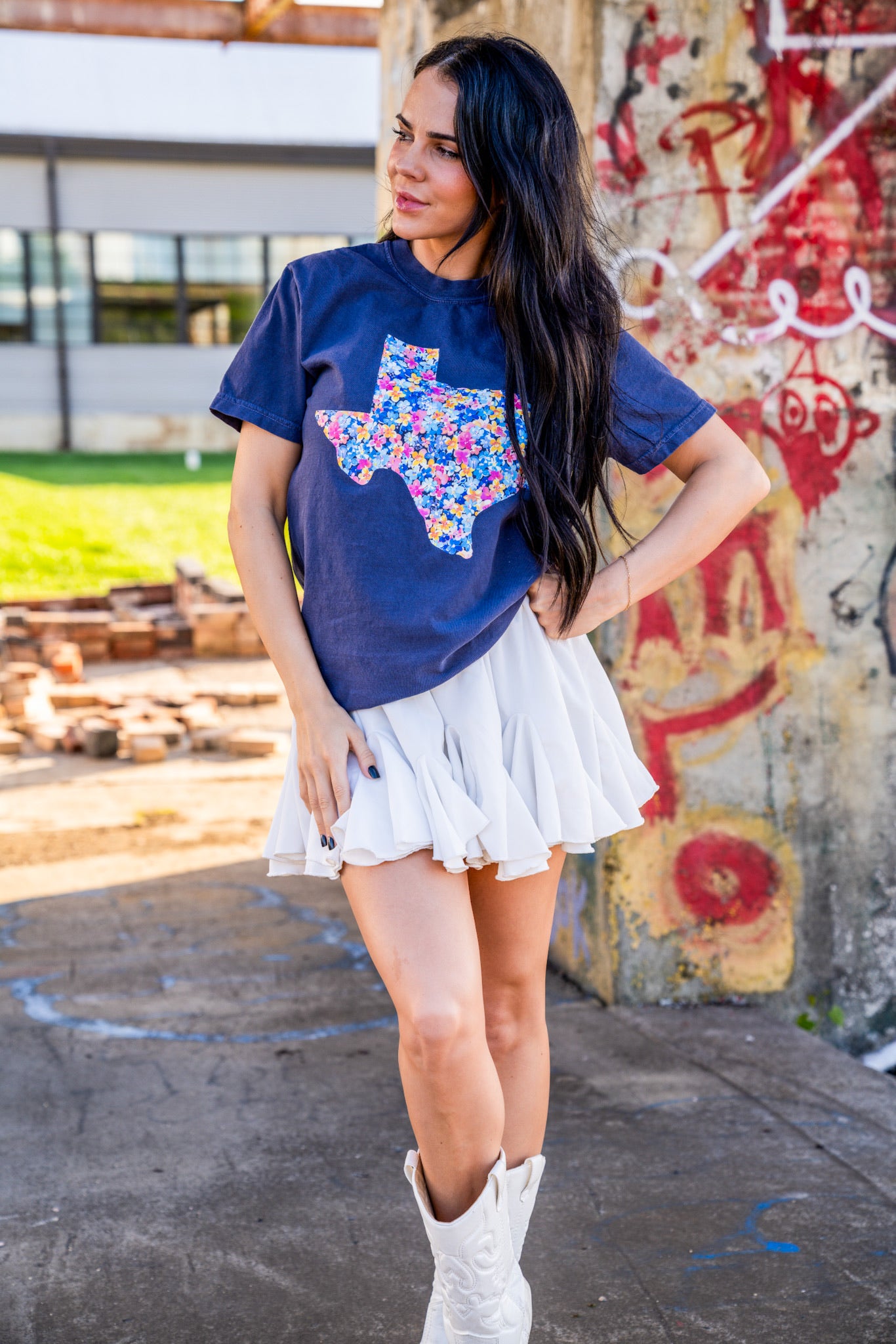 Preppy Floral Texas | Navy | Short Sleeve