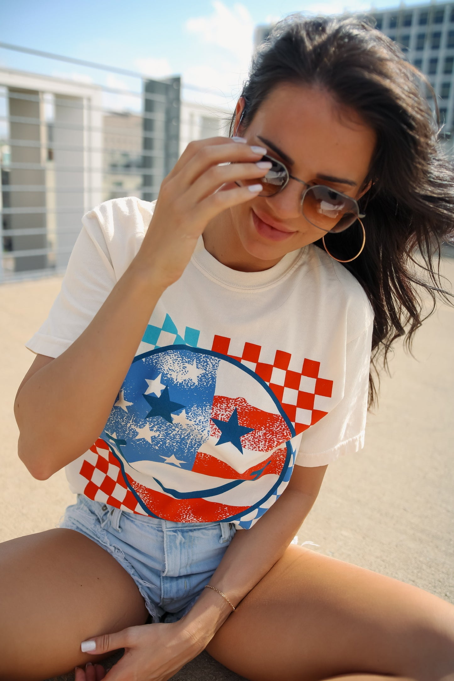 Patriotic Smiley | Ivory | Short Sleeve