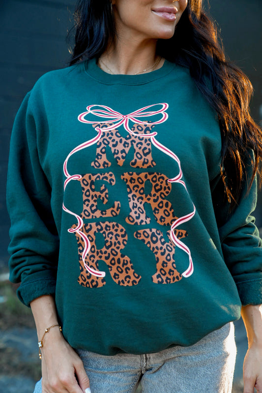 Merry Leopard | Dark Green | Sweatshirt