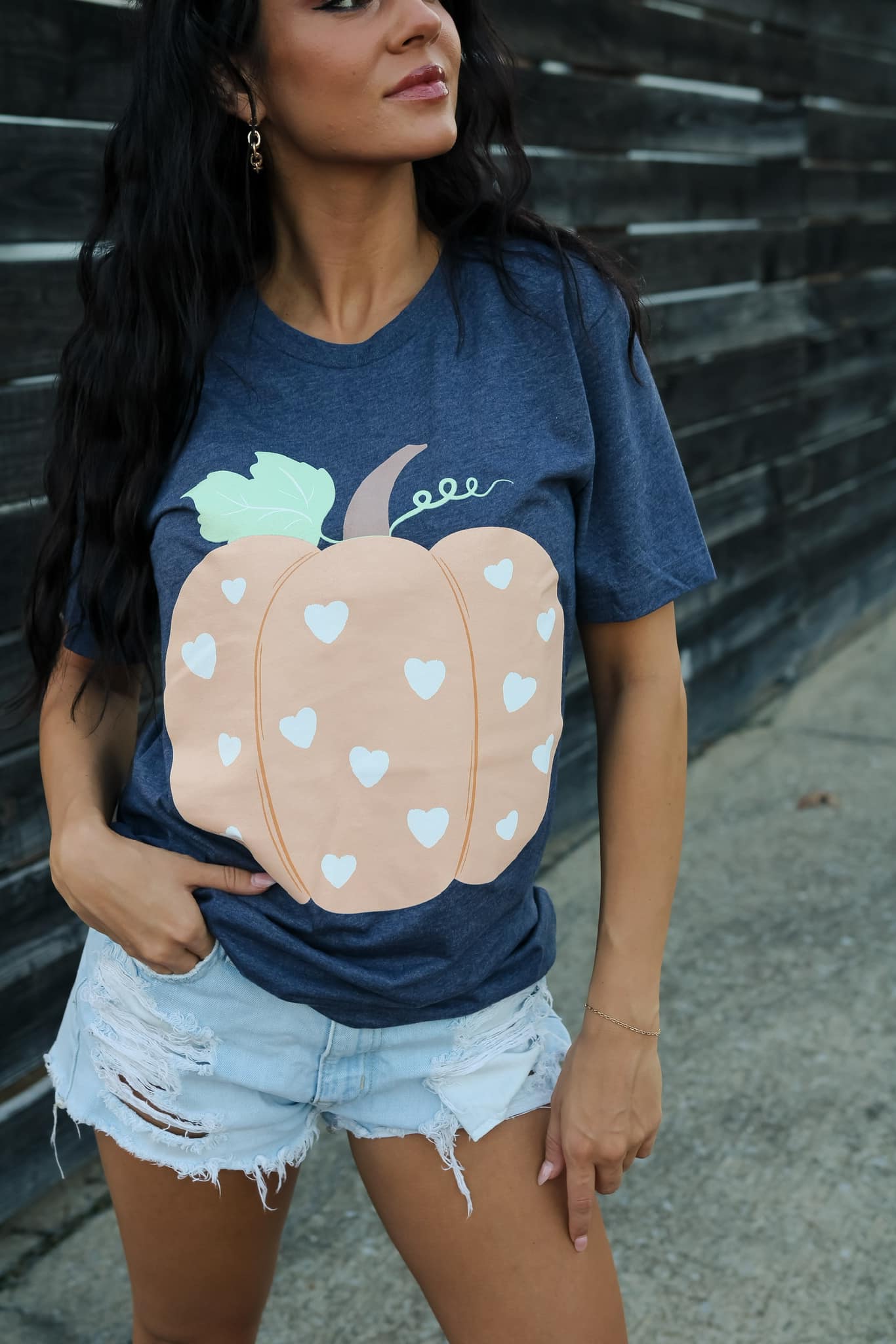 Pumpkin Love | Heather Navy | Short Sleeve Tee