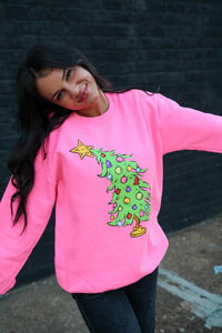 Who Christmas Tree  | Neon Pink | Sweatshirt