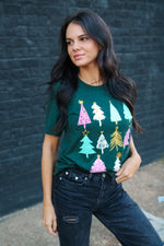 Load image into Gallery viewer, Pink Trees | Emerald | Short Sleeve Tee
