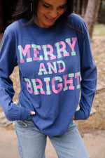 Load image into Gallery viewer, Merry &amp; Bright - Plaid | Blue | Long Sleeve

