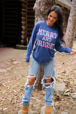 Load image into Gallery viewer, Merry &amp; Bright - Plaid | Blue | Long Sleeve

