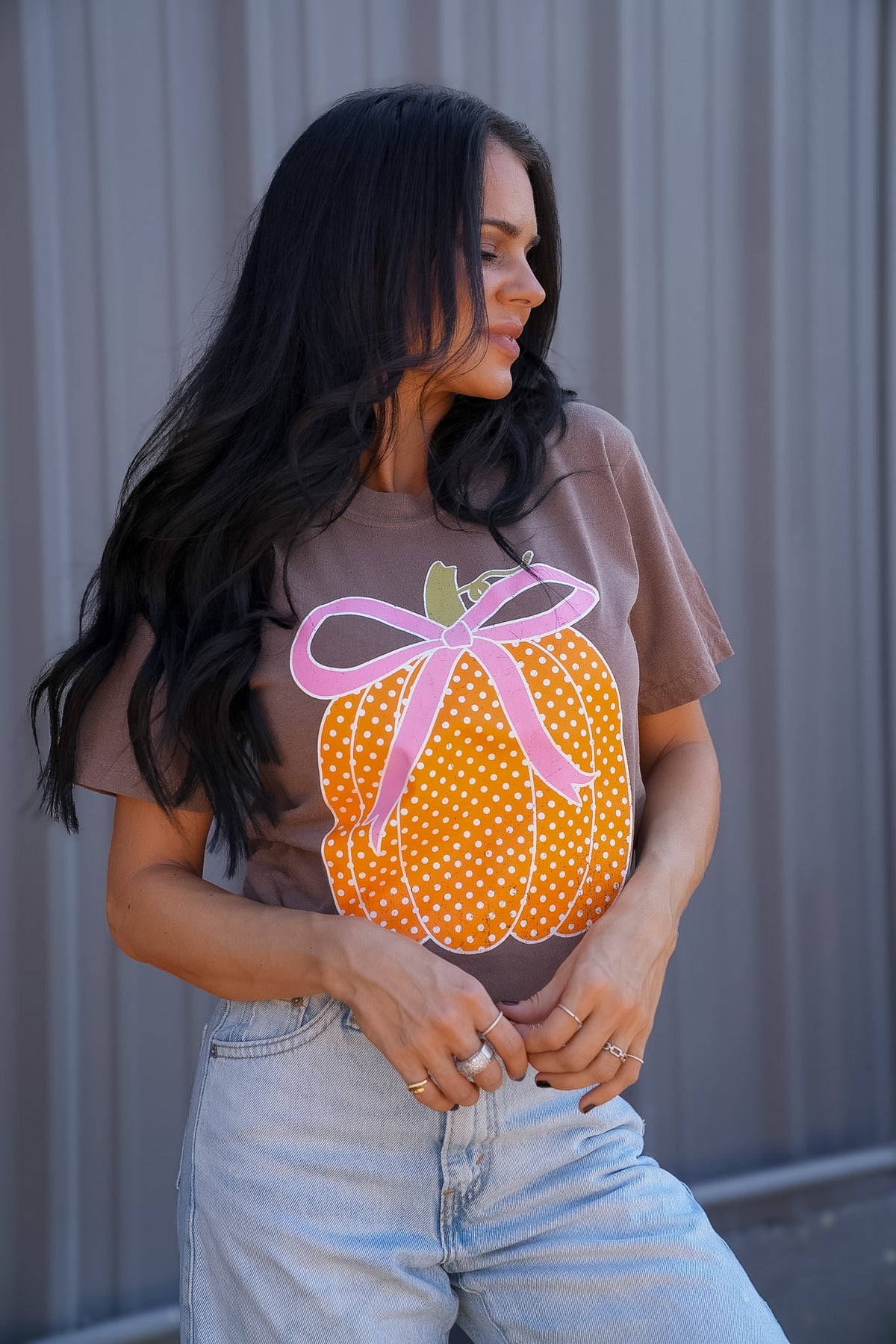 Polka Dot Pumpkin | Espresso | Short Sleeve