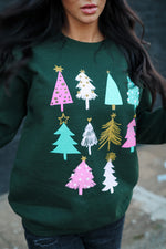 Load image into Gallery viewer, Pink Trees | Forest Green | Sweatshirt
