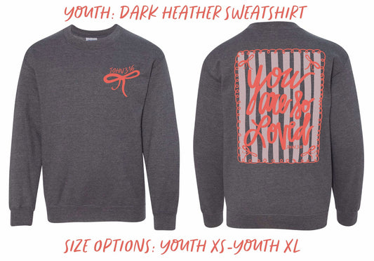 You Are So Loved | Dark Heather  | Youth | Sweatshirt