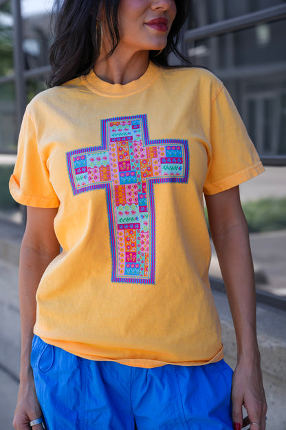 Boho Patchwork Cross | Citrus | Short Sleeve