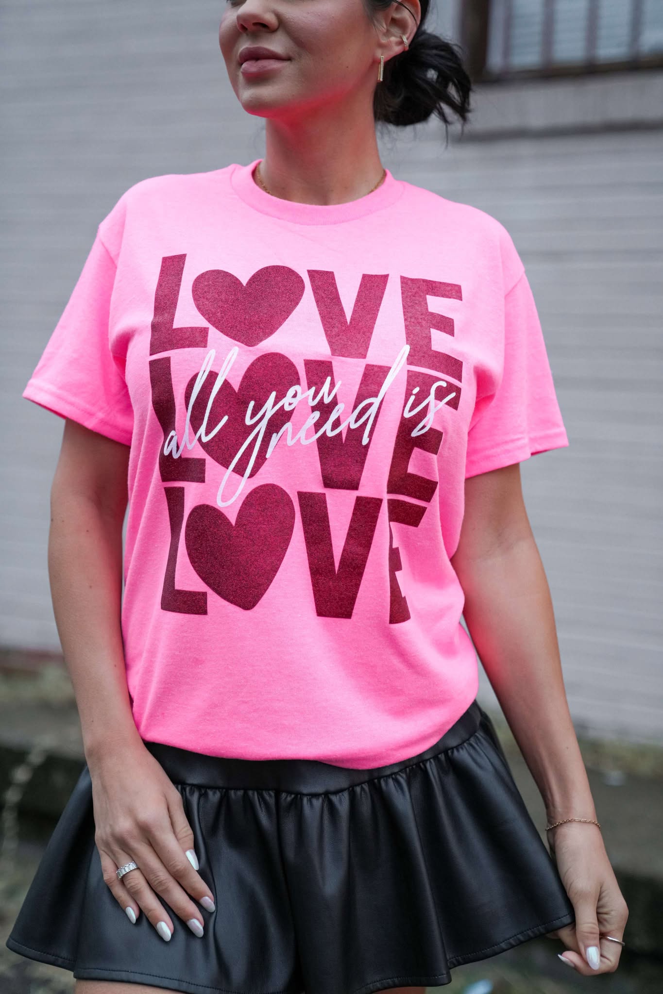 Love Is All You Need | Hot Pink| Glitter | Short Sleeve Tee