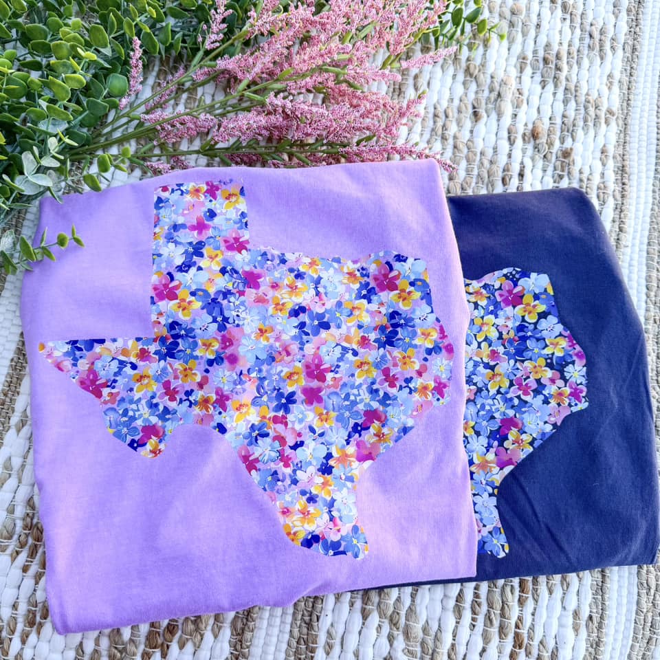 Preppy Floral Texas | Neon Violet | Short Sleeve