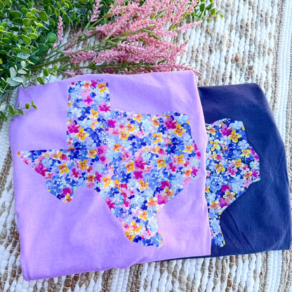 Preppy Floral Texas | Neon Violet | Short Sleeve