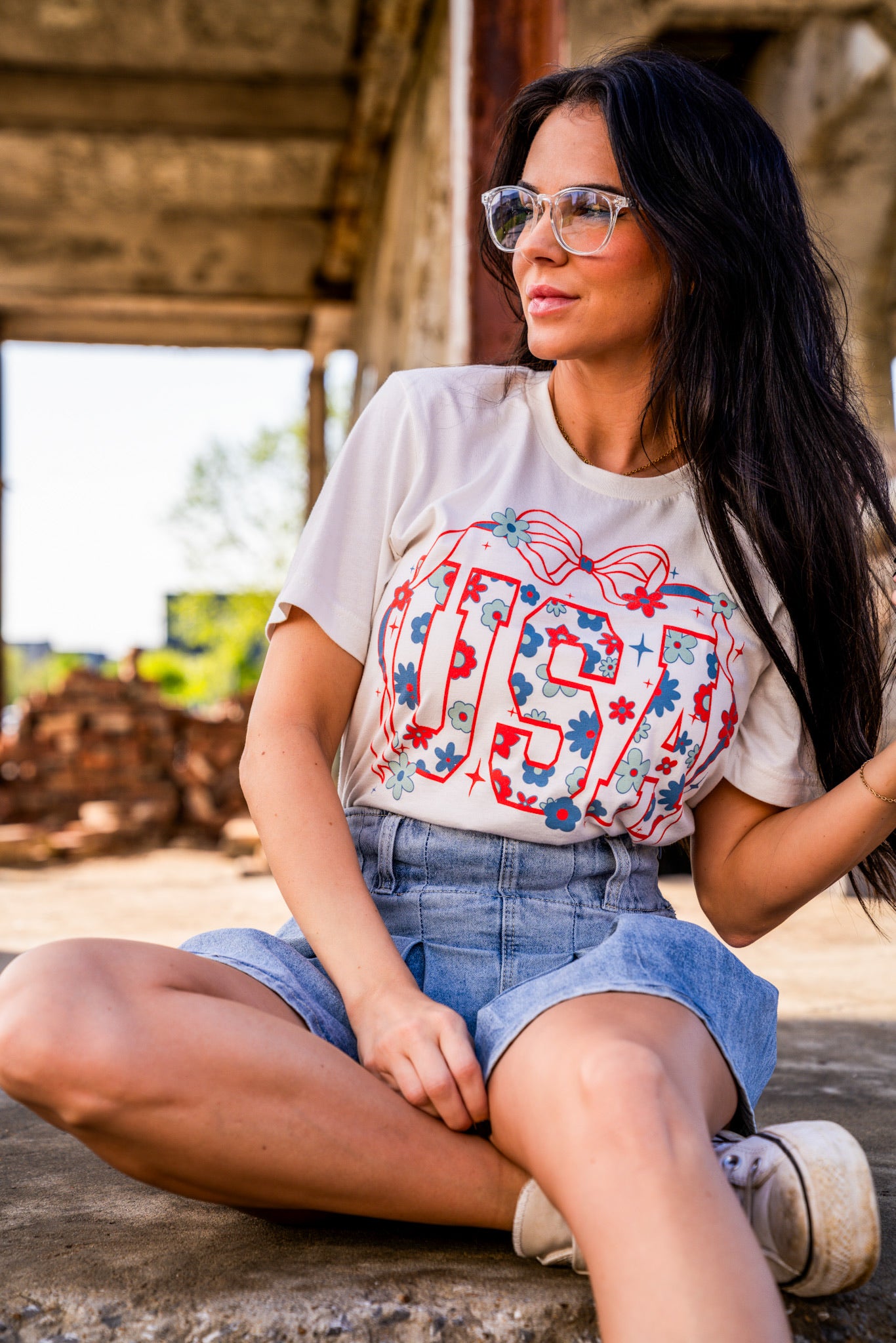 USA Bow | Vintage White | Short Sleeve Tee