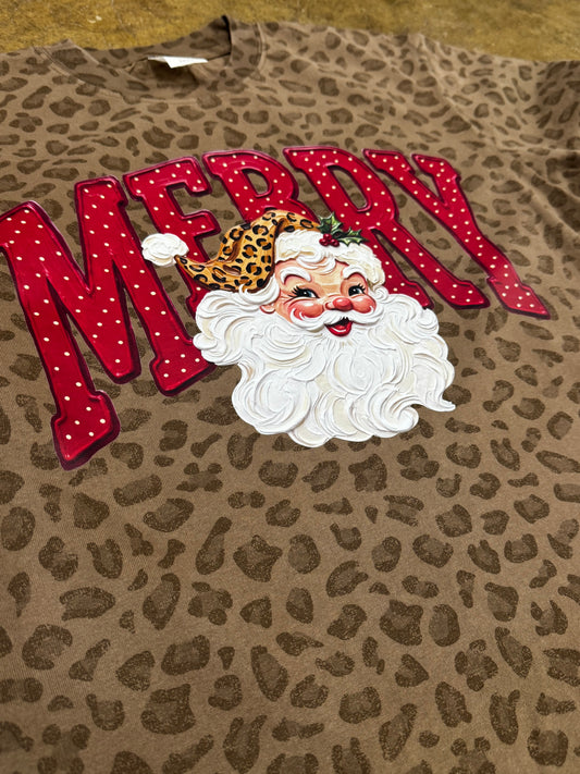 Merry Santa | Leopard Short Sleeve Tee