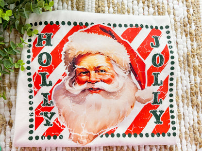 Holly Jolly Vintage Santa | Vintage White | Short Sleeve Tee