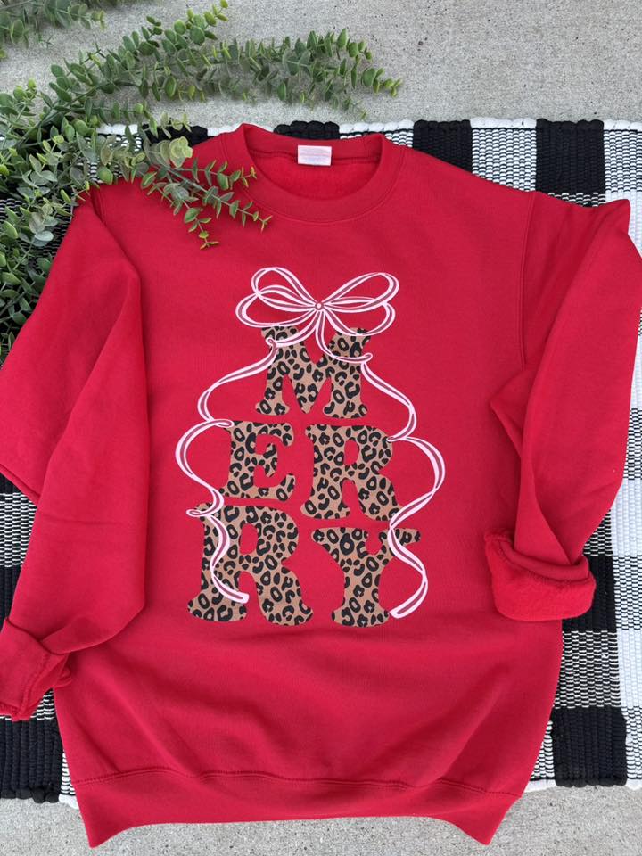 Merry Leopard | Cardinal Red | Sweatshirt