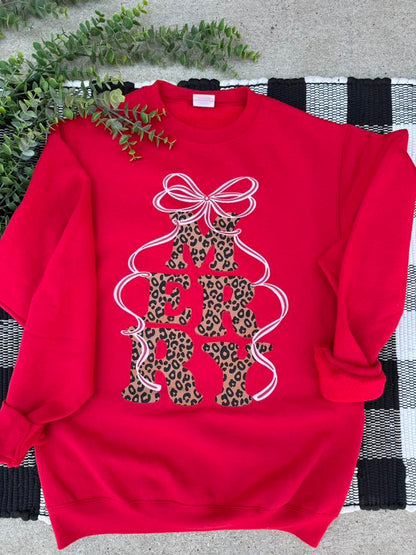 Merry Leopard | Cardinal Red | Sweatshirt