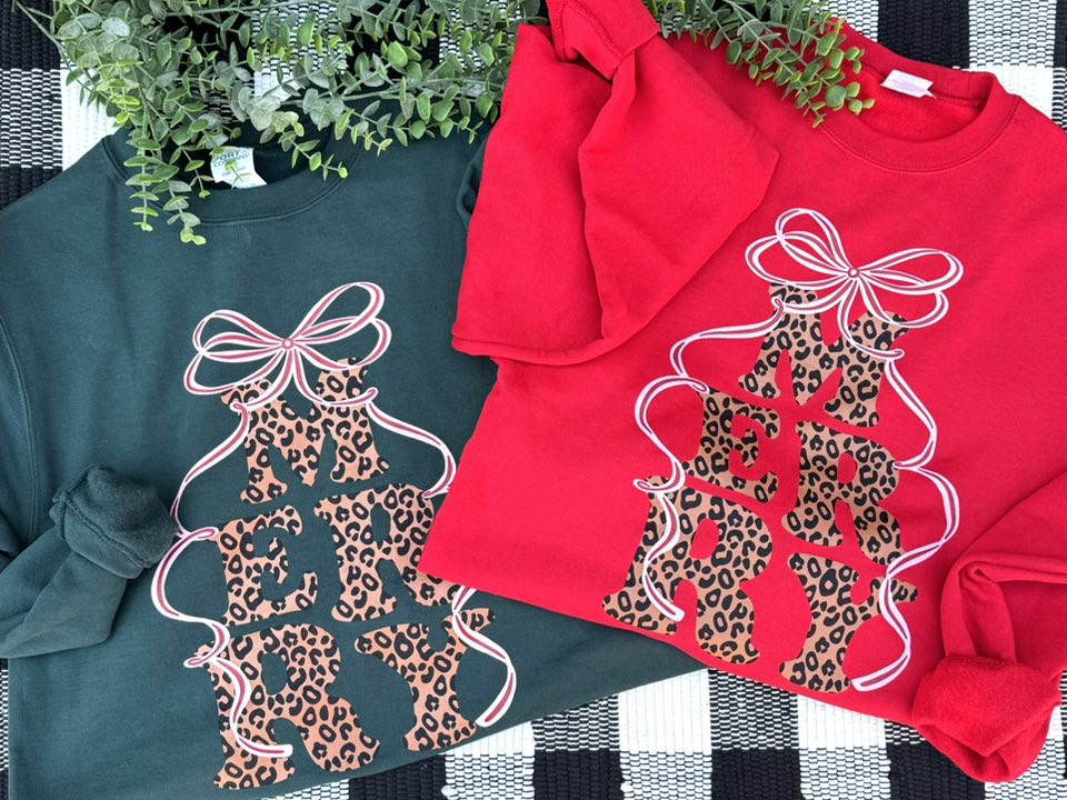 Merry Leopard | Cardinal Red | Sweatshirt
