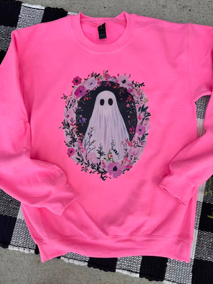 Floral Ghost  | Neon Pink | Sweatshirt