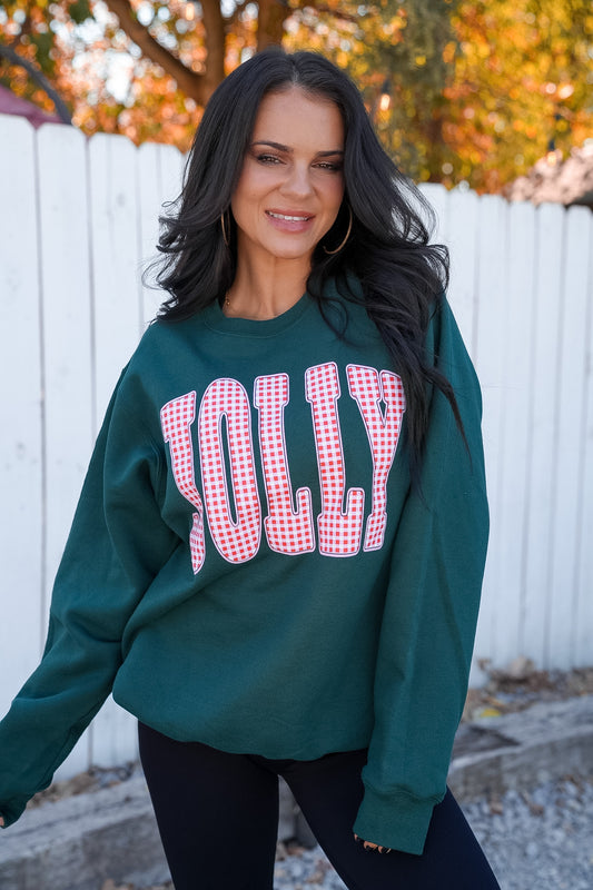 Jolly Gingham| Dark Green | Sweatshirt