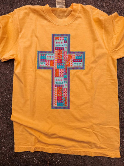 Boho Patchwork Cross | Citrus | Short Sleeve