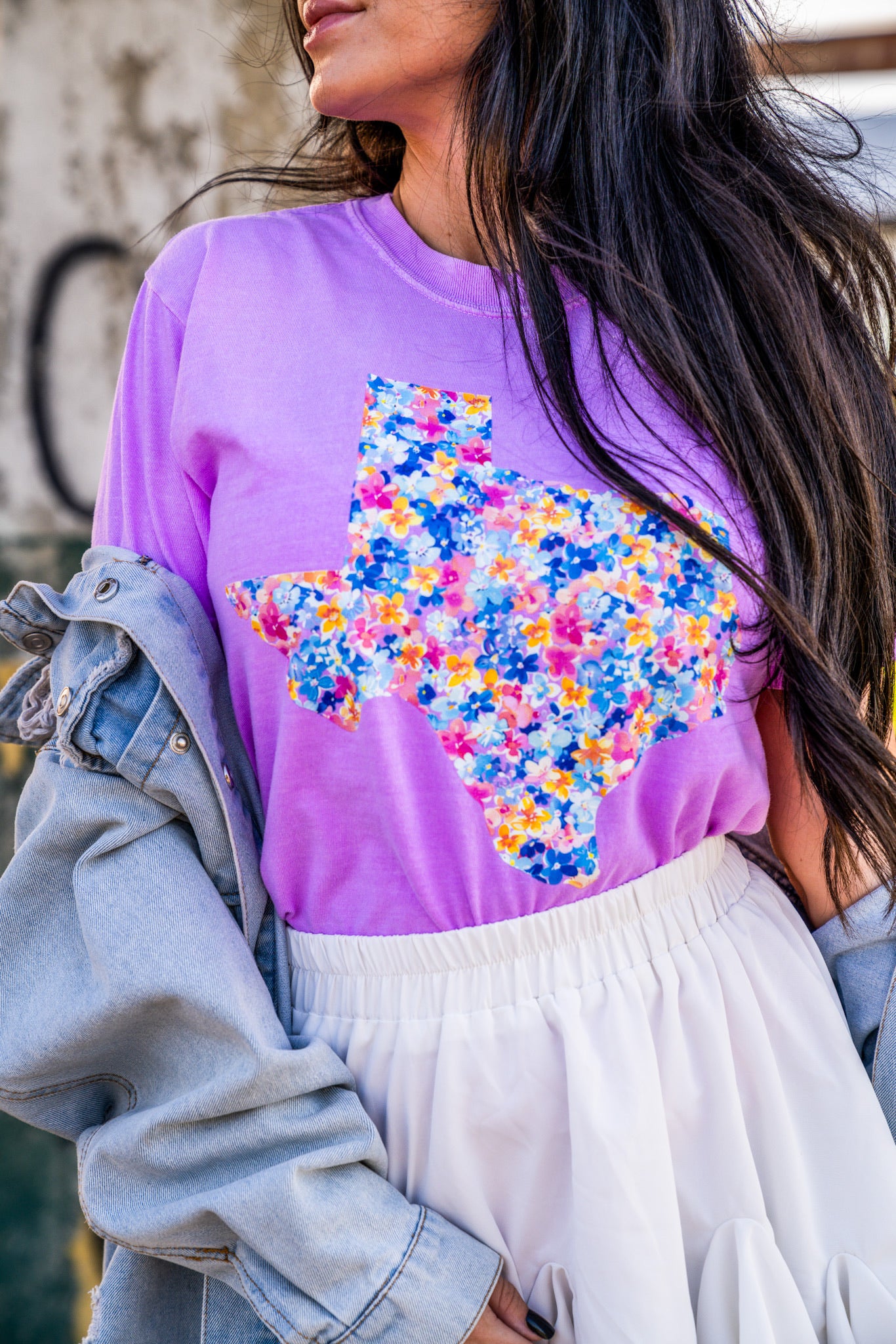 Preppy Floral Texas | Neon Violet | Short Sleeve
