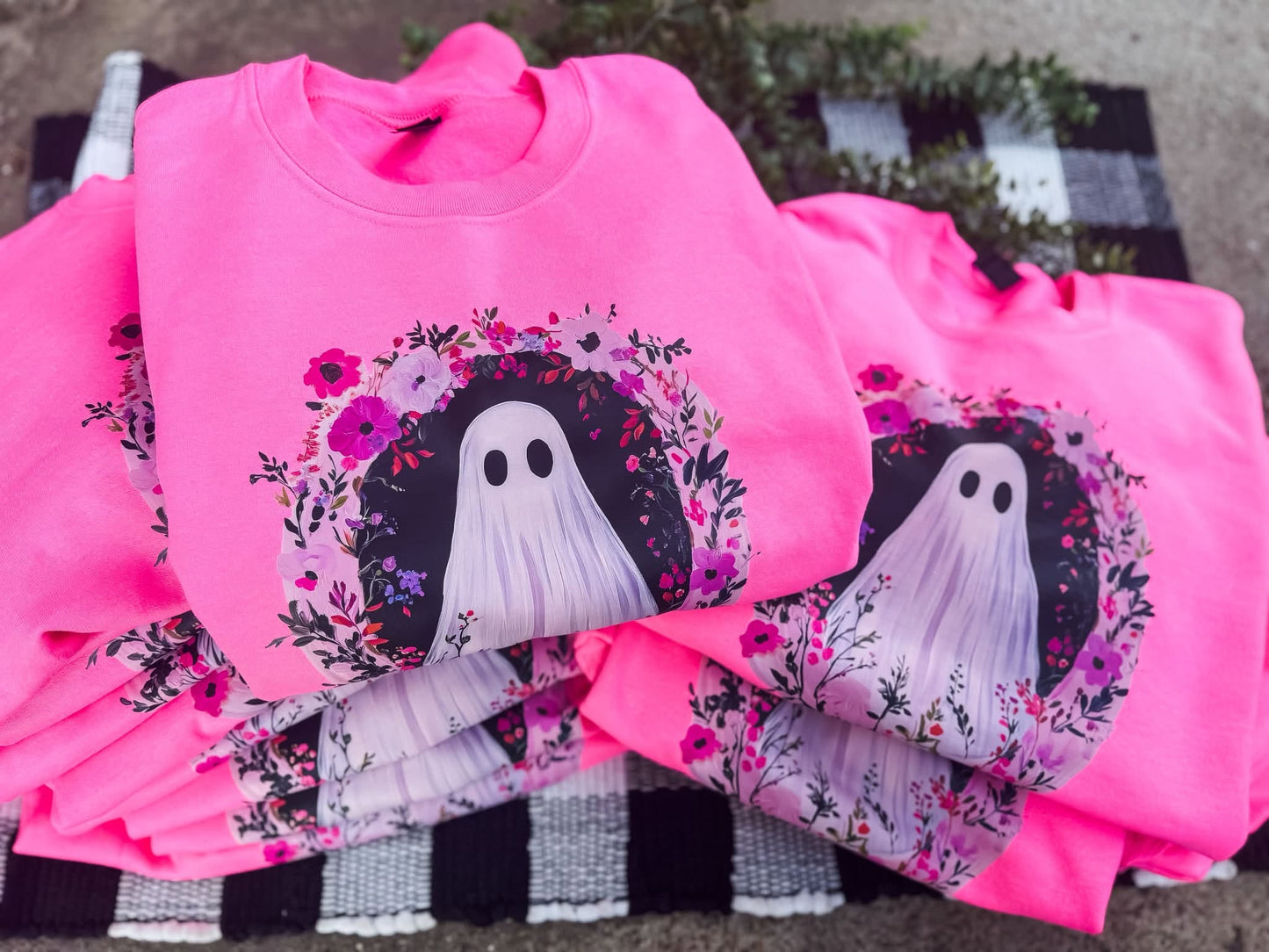 Floral Ghost  | Neon Pink | Sweatshirt