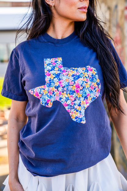 Preppy Floral Texas | Navy | Short Sleeve
